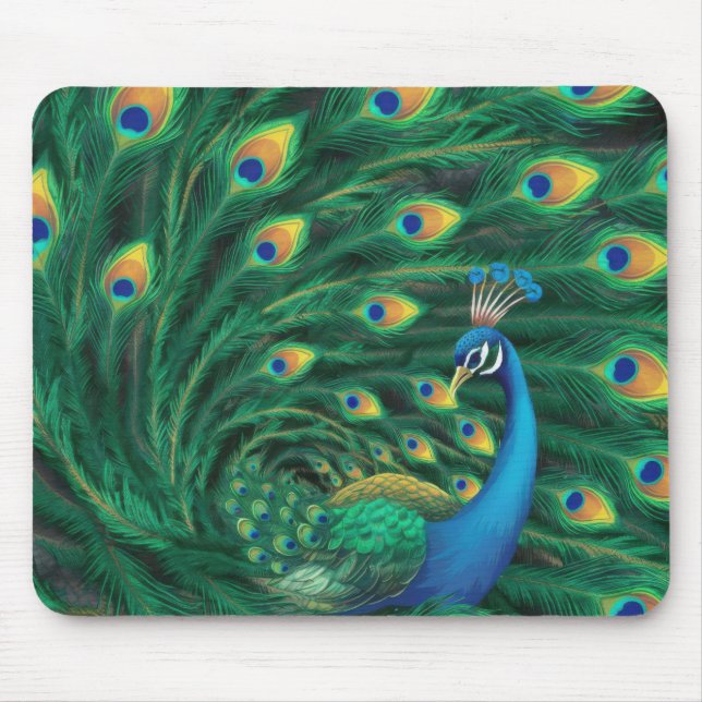 Mousepad Pássaro Pavão Azul (Frente)