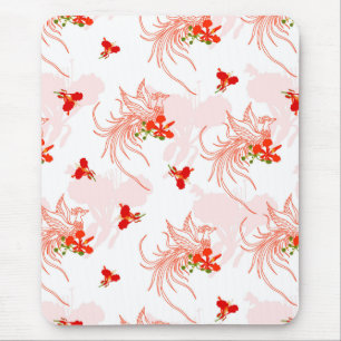 Mousepad Pássaro Phoenix E Flor Phoenix Sem Olho