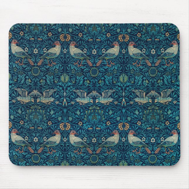 Mousepad Pássaro por William Morris, Arte Textil de Jardim  (Frente)