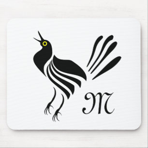 Mousepad Pássaro Preto Machado