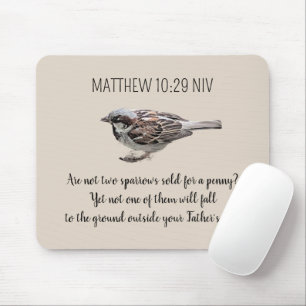 Mousepad Pássaro Sparrow Sua Bíblia De Pares Verse Khaki