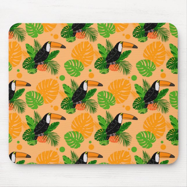 Mousepad Pássaro Tátil Tropical Padrão sem costura (Frente)