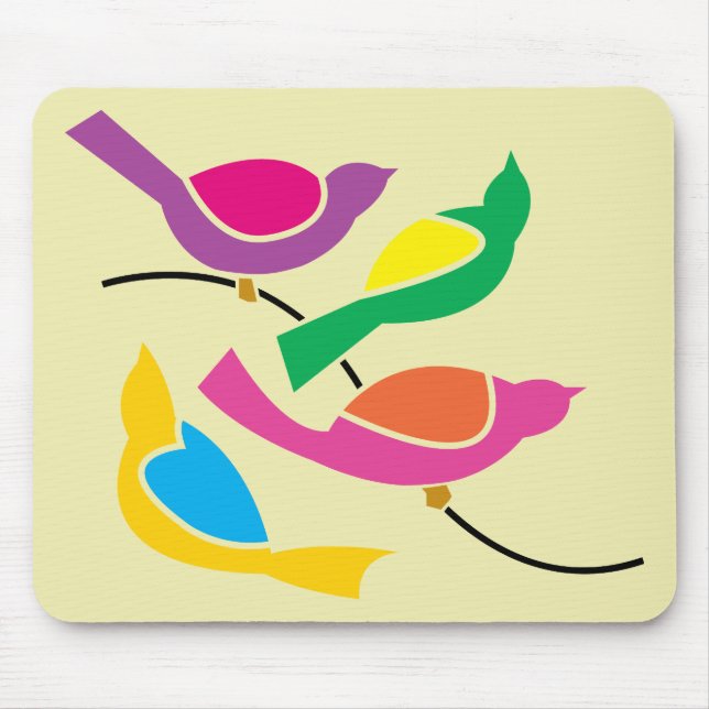 Mousepad Pássaros Abstrato de Pop Art (Frente)
