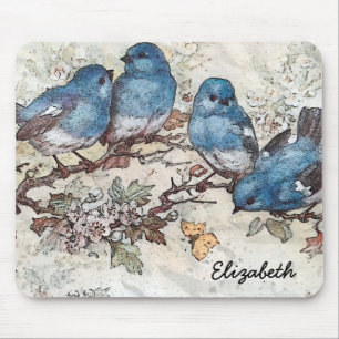 Mousepad Pássaros Azuis Prato