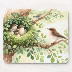 Mousepad Pássaros Bebês No Ninho