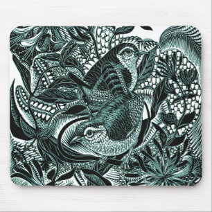Mousepad Pássaros Bonitos Na Arte Da Vintagem Florestal