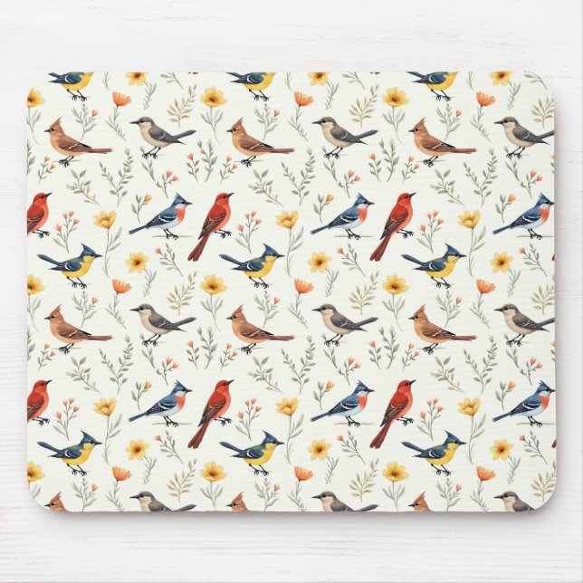 Mousepad Pássaros Coloridos Pequenos (Frente)