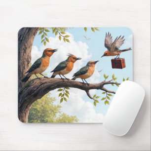 Mousepad Pássaros Comerciais em uma Ramificação de Árvore