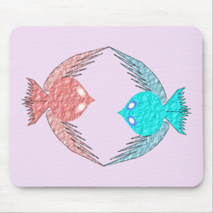 Mousepad Pássaros de Amor, Rosa e Azul