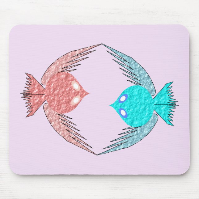 Mousepad Pássaros de Amor, Rosa e Azul (Frente)