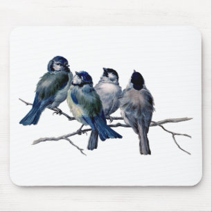 Mousepad Pássaros do vintage em um ramo