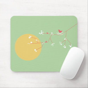 Mousepad Pássaros e Família Aninhados Simples Minimalistas