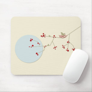 Mousepad Pássaros e Família Aninhados Simples Minimalistas 
