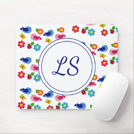 Mousepad Pássaros e flores, primavera, brancos