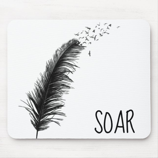 Mousepad Pássaros em uma pena em branco (Frente)