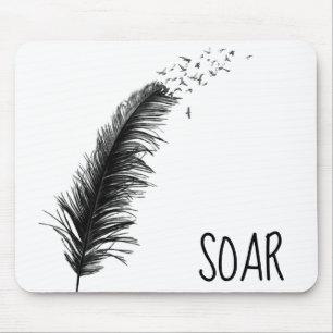 Mousepad Pássaros em uma pena sobre branco