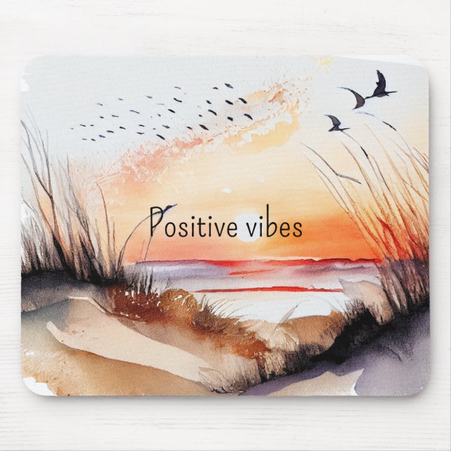 Mousepad Pássaros Positivos Vibes Beach (Frente)