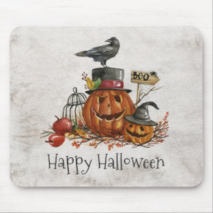Mousepad Pássaros Pretos do Dia das Bruxas e Pumpkins Mou