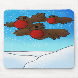 Mousepad Pássaros Robin do Natal
