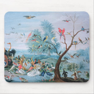 Mousepad Pássaros tropicais em uma paisagem
