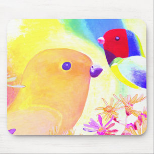 Mousepad Pássaros Vibrantes de Tinta Tie-Dye