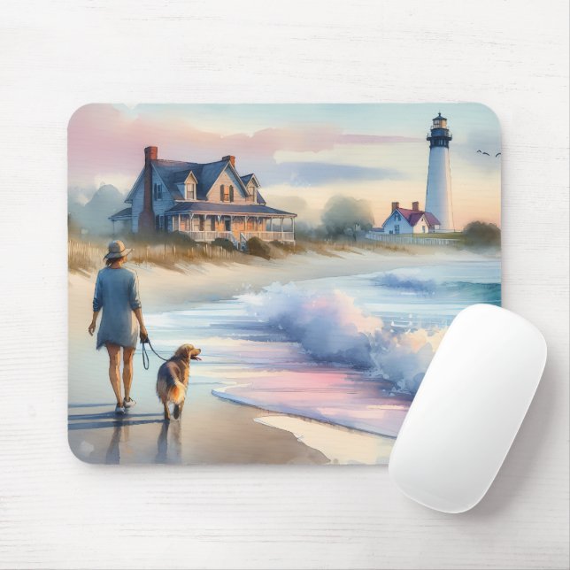 Mousepad Passeio Costeiro até o Farol ao Pôr do Sol (Com mouse)