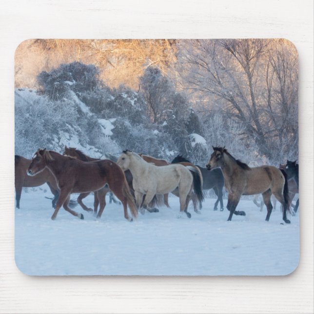 Mousepad Passeio de Cavalo no Inverno no Hideout Ranch (Frente)