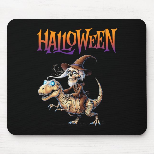 Mousepad Passeio de Esqueleto de T-Rex de Halloween (Frente)