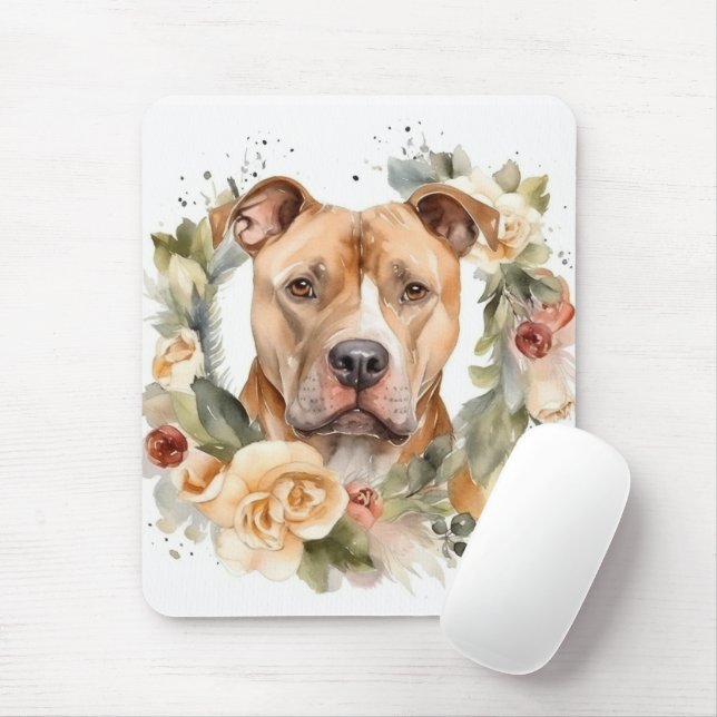 Mousepad Passeio Festivo de Pitbull de Natal (Com mouse)