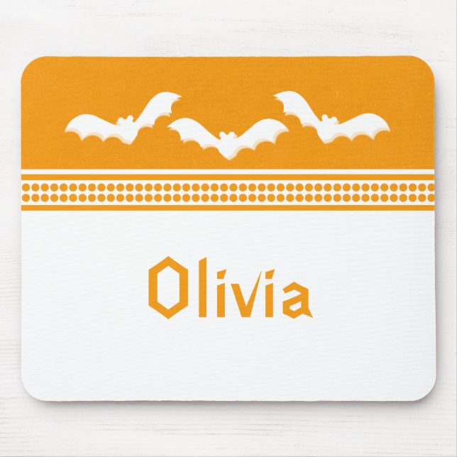 Mousepad Pasta de Mão do Halloween, Laranja e branca (Frente)