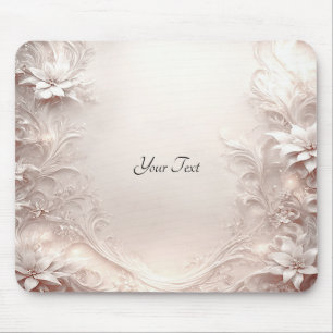 Mousepad Pasta de Mão Floral de Marfim Branca