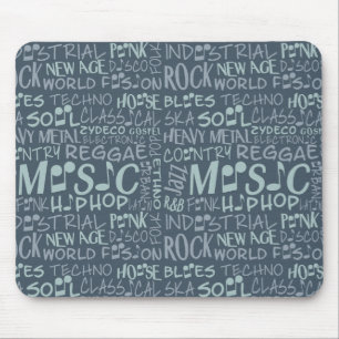 Mousepad Pasta de mouse da Colagem de Palavras de Genres de