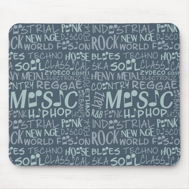 Mousepad Pasta de mouse da Colagem de Palavras de Genres de (Frente)