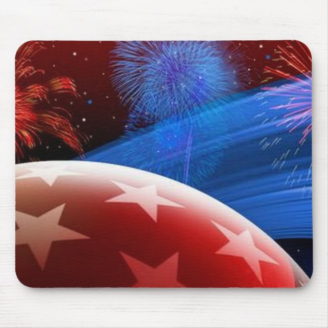 Mousepad Pasta de mouse Red White Blue Stars e Fireworks (Frente)