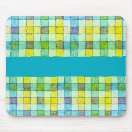 Mousepad Pasta de mouse verde azul e amarelo gingham