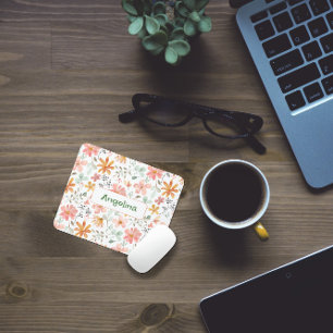 Mousepad Pasta de rato botânico cor-de-água rosa-padrão
