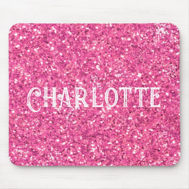 Mousepad Pasta de rato com padrão cintilante rosa (Frente)