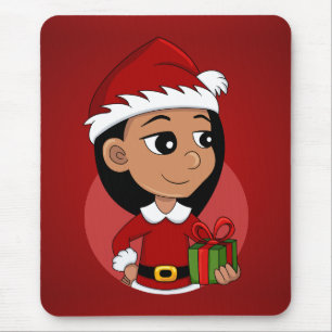 Mousepad Pasta de rato de animação da menina de Natal