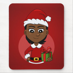 Mousepad Pasta de rato de animação da menina de Natal