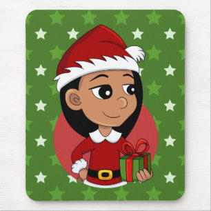 Mousepad Pasta de rato de animação da menina de Natal