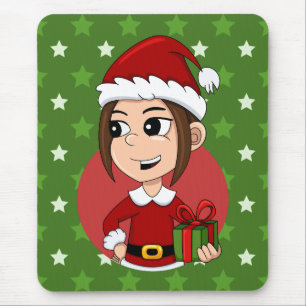 Mousepad Pasta de rato de animação da menina de Natal