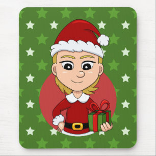 Mousepad Pasta de rato de animação da menina de Natal