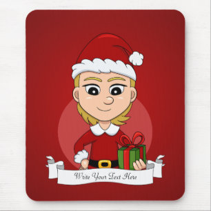 Mousepad Pasta de rato de animação da menina de Natal
