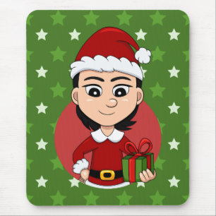 Mousepad Pasta de rato de animação da menina de Natal