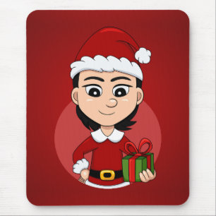 Mousepad Pasta de rato de animação da menina de Natal