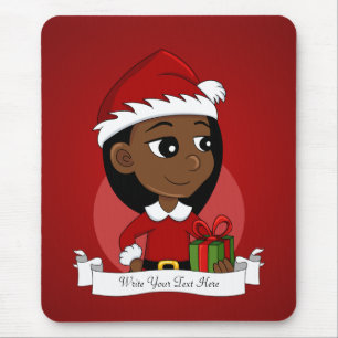 Mousepad Pasta de rato de animação da menina de Natal