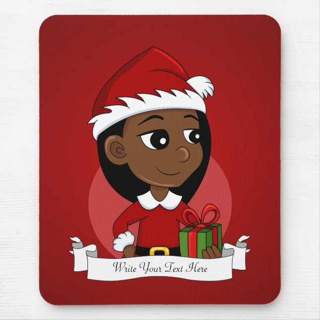 Mousepad Pasta de rato de animação da menina de Natal (Frente)