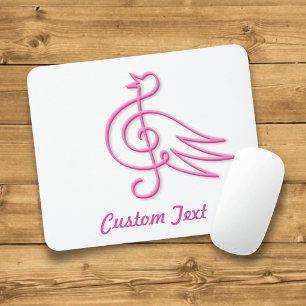 Mousepad Pasta de rato de música pássaro rosa