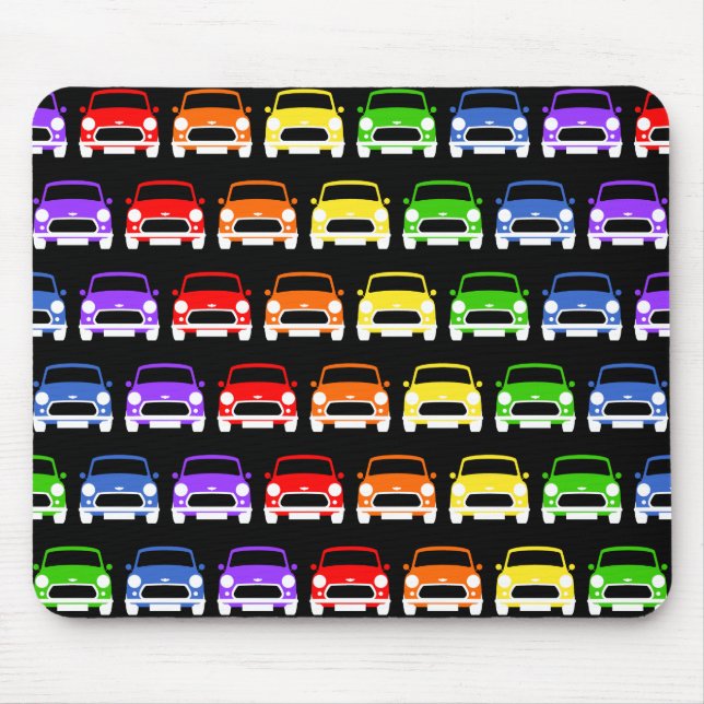 Mousepad Pasta do mouse Classic Austin Mini Cooper Rainbow (Frente)