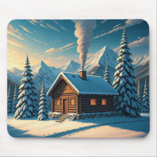 Mousepad Pasta do mouse Cozy Winter Cabin